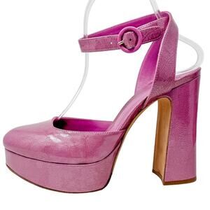 Alexandre Birman Vita 120 Platform Block Heel Ankle Strap Pumps Mauve Size 39.5